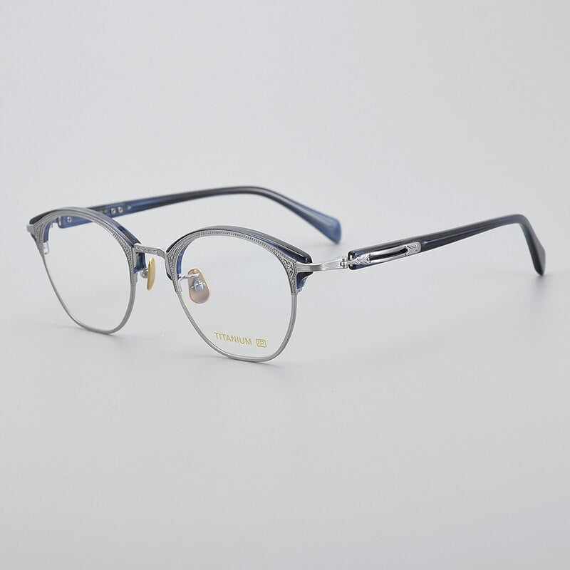 Muzz Unisex Full Rim Round Titanium Eyeglasses E051 Full Rim Muzz C3