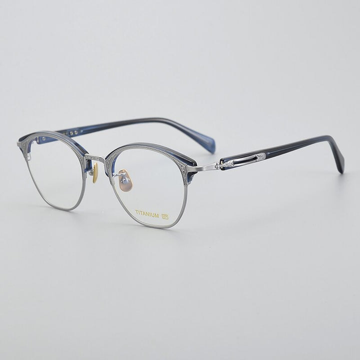 Muzz Unisex Full Rim Round Titanium Eyeglasses E051 Full Rim Muzz C3