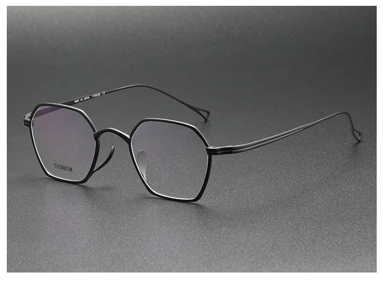 Aimee Unisex Full Rim Polygon Titanium Eyeglasses 11130 Full Rim Aimee Black