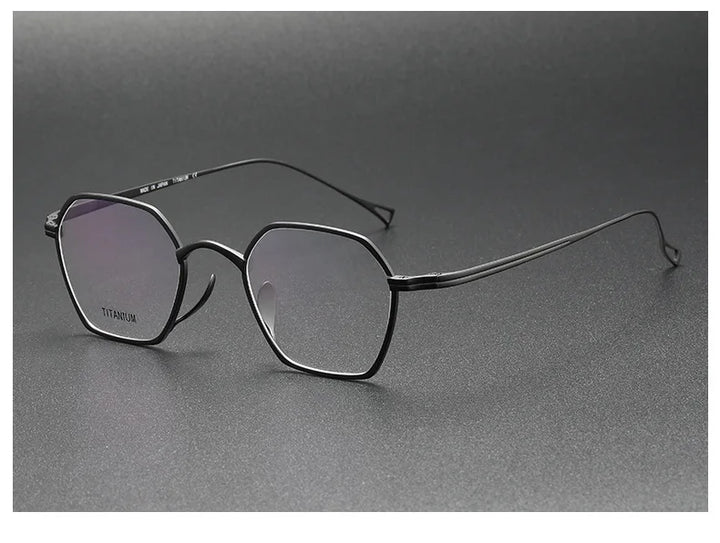 Aimee Unisex Full Rim Polygon Titanium Eyeglasses 11130 Full Rim Aimee Black