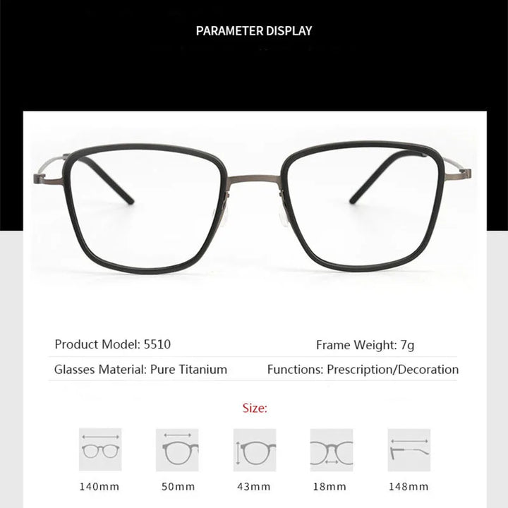 Hdcrafter Unisex Full Rim Polygon Square Tr 90 Titanium Eyeglasses 425510 Full Rim Hdcrafter Eyeglasses