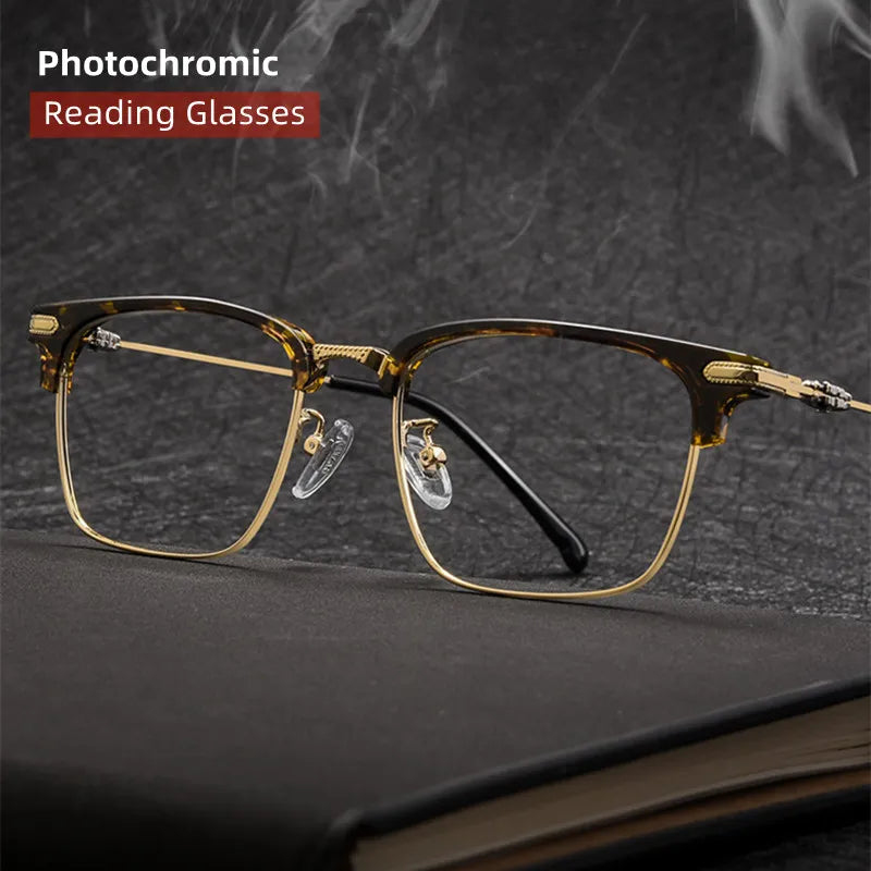 Kocolior Unisex Full Rim Square Titanium Alloy Hyperopic Reading Glasses 8366 Reading Glasses Kocolior