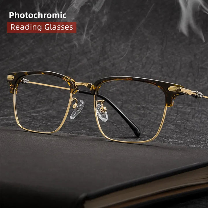 Kocolior Unisex Full Rim Square Titanium Alloy Hyperopic Reading Glasses 8366 Reading Glasses Kocolior