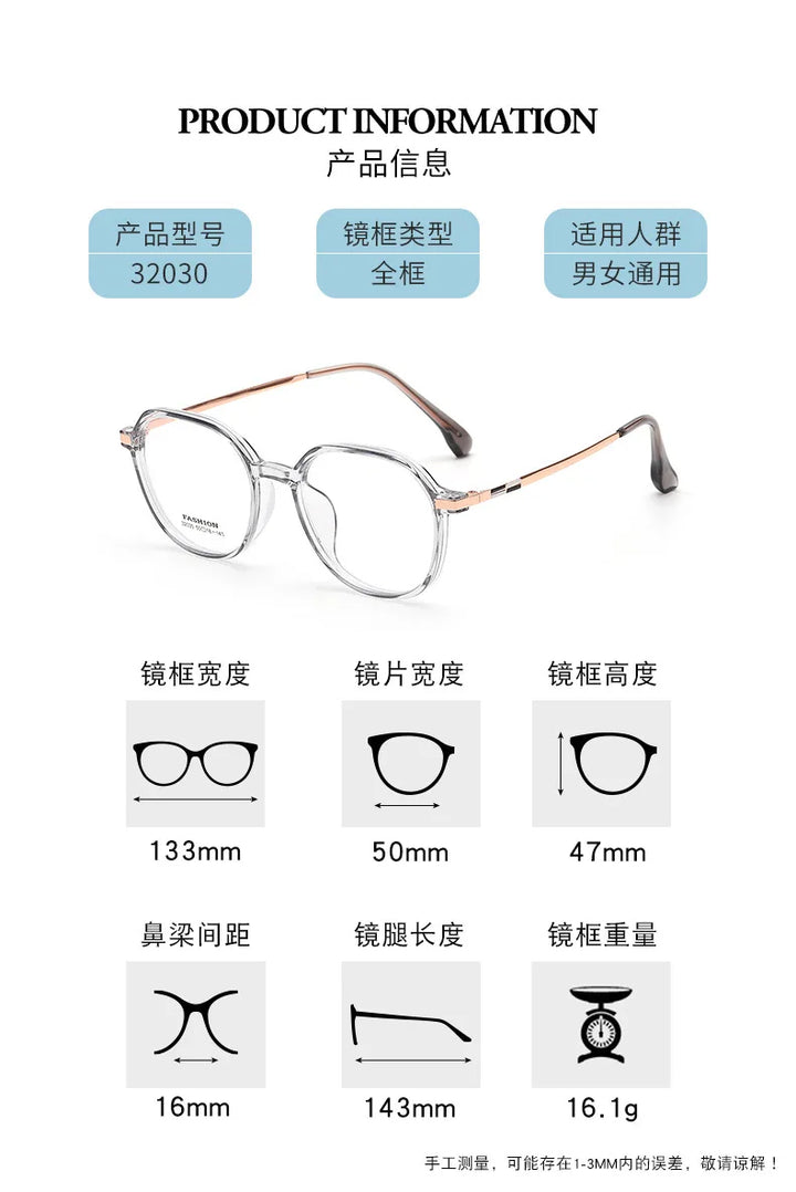 Zirosat Unisex Full Rim Flat Top Polygon Tr 90 Eyeglasses Z32030 Full Rim Zirosat