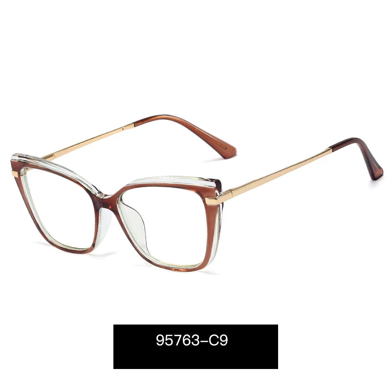 Handoer Women's Full Rim Square Cat Eye Tr 90 Alloy Eyeglasses 95763