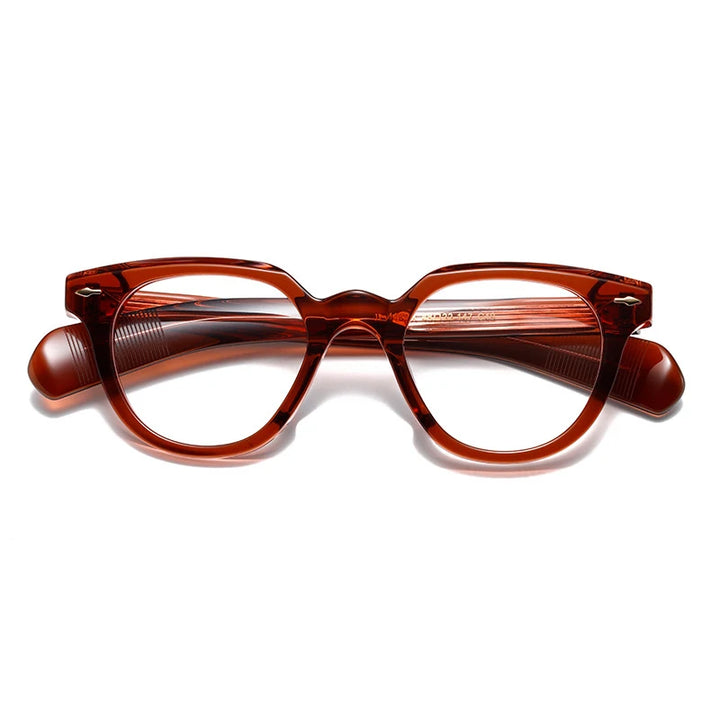 Black Mask Unisex Full Rim Irregular Oval Acetate Eyeglasses 2241 Full Rim Black Mask Red