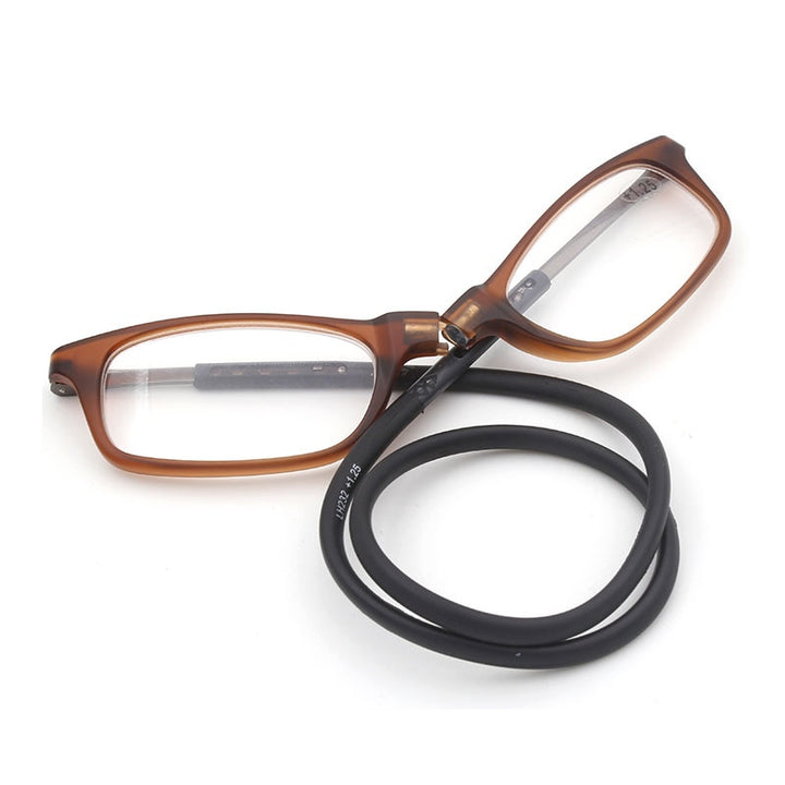 Hotochki Unisex Full Rim Rectangle Tr 90 Presbyopic Reading Glasses H232 Reading Glasses Hotochki +100 Auburn 