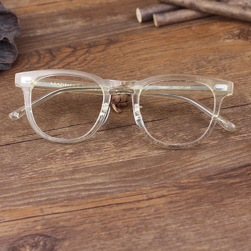 Black Mask Unisex Full Rim Square Acetate Titanium Eyeglasses 94142 Full Rim Black Mask