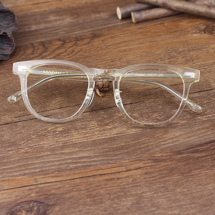 Black Mask Unisex Full Rim Square Acetate Titanium Eyeglasses 94142 Full Rim Black Mask