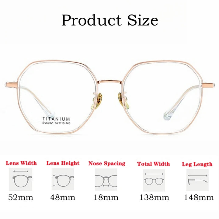 Yimaruili Unisex Full Rim Polygonal Titanium Acetate Eyeglasses Y6032 Full Rim Yimaruili Eyeglasses