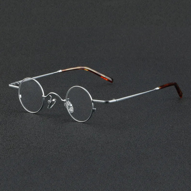 CCspace Unisex Full Rim Round Titanium Eyeglasses 56948 Full Rim CCspace C2Silver