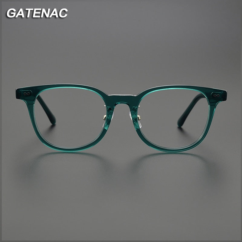 Gatenac Unisex Full Rim Round Square Acetate Eyeglasses Gxyj1042 Full Rim Gatenac