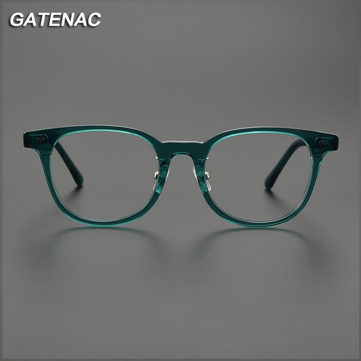 Gatenac Unisex Full Rim Round Square Acetate Eyeglasses Gxyj1042 Full Rim Gatenac