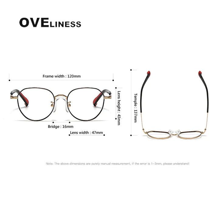 Oveliness Unisex Full Rim Flat Top Round Titanium Eyeglasses 80935 Full Rim Oveliness