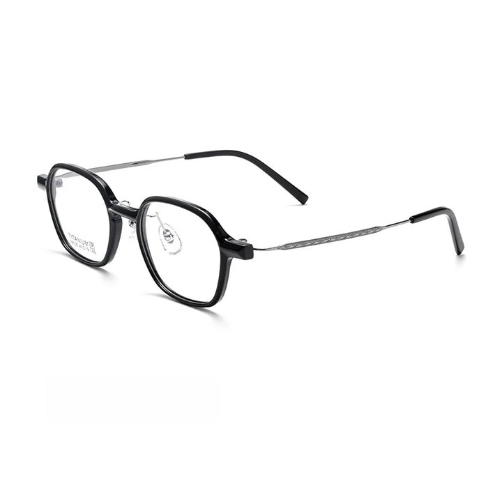 Yimaruili Unisex Full Rim Polygon Tr 90 Titanium Eyeglasses  Y16105 Full Rim Yimaruili Eyeglasses Black Gun