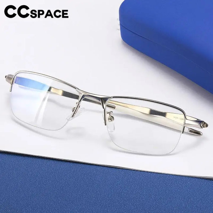 CCspace Unisex Semi Rim Small Square Tr 90 Titanium Eyeglasses 57236 Semi Rim CCspace
