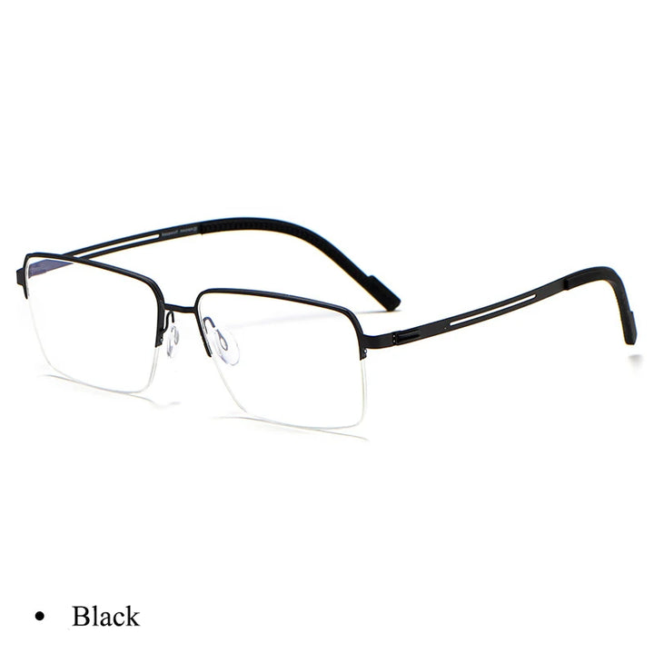 Bclear Unisex Semi Rim Polygon Titanium Eyeglasses B125 Semi Rim Bclear Black  
