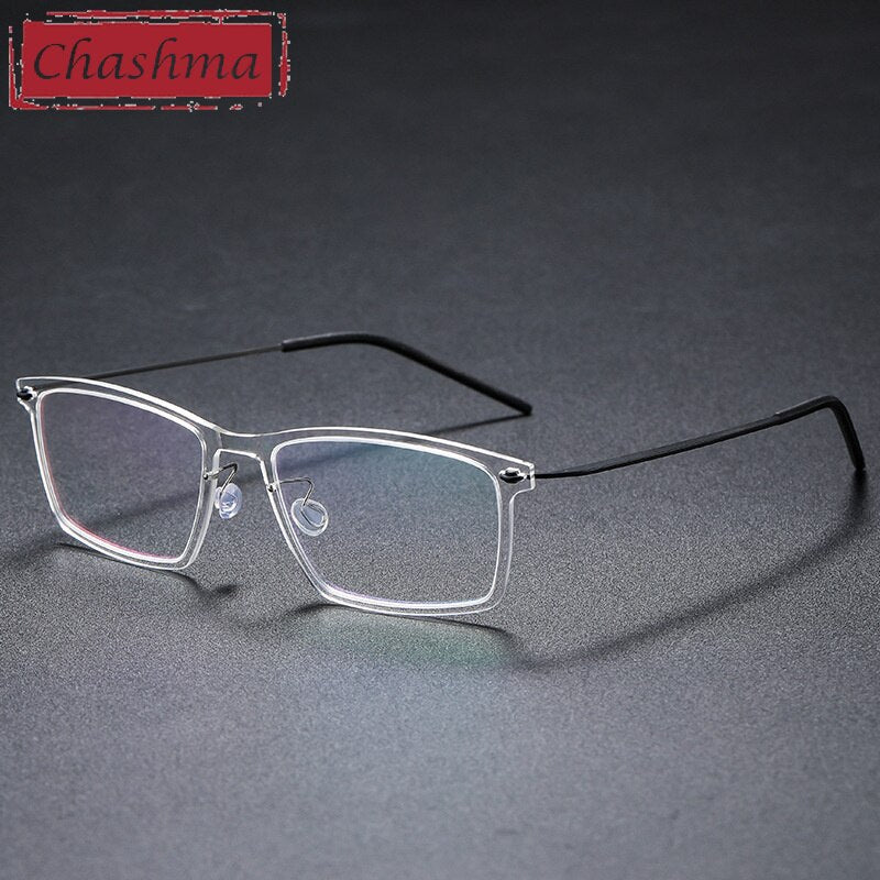 Chashma Unisex Full Rim Square Acetate Titanium Eyeglasses 6544 Full Rim Chashma Transparent