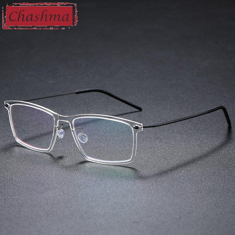 Chashma Unisex Full Rim Square Acetate Titanium Eyeglasses 6544 Full Rim Chashma Transparent  