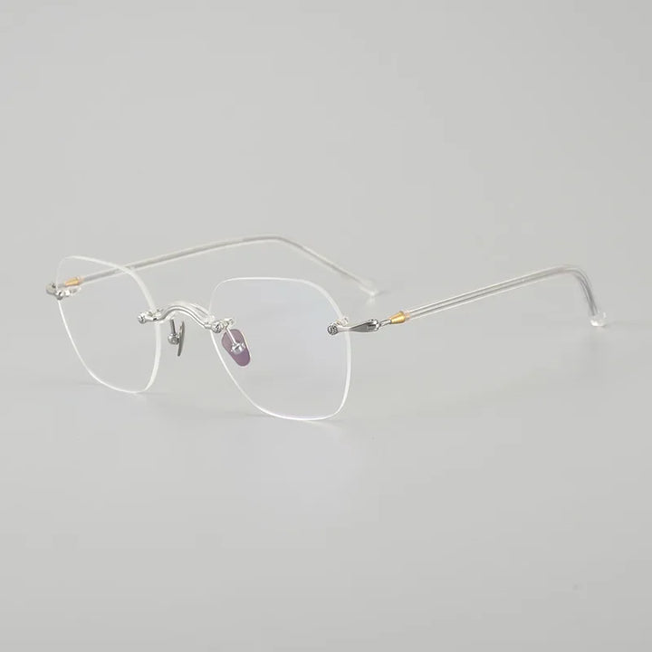 Muzz Unisex Rimless Polygon Square Titanium Eyeglasses 63122