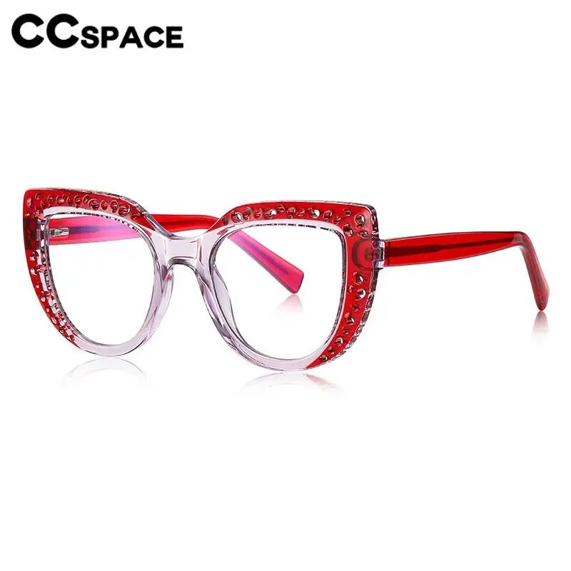 CCspace Women's Full Rim Cat Eye Tr 90 Titanium Eyeglasses 56998 Full Rim CCspace