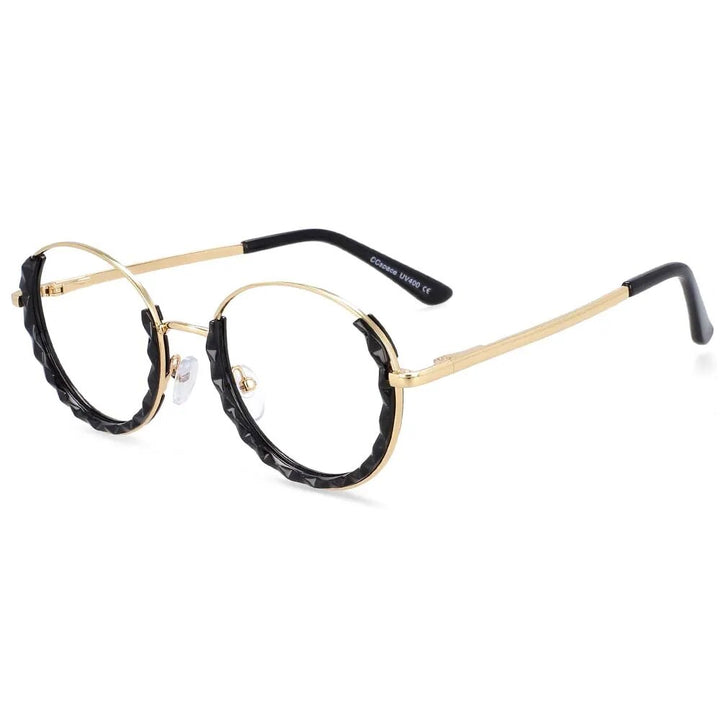 CCspace Women's Full Rim Round Hyperopic Alloy  Reading Glasses R51012 Reading Glasses CCspace Black China 0