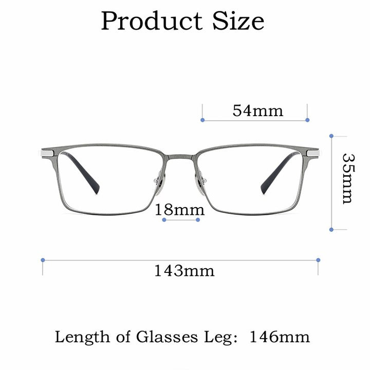 Yimaruili Men's Full Rim Square Aluminum Magnesium Titanium Eyeglasses L8925m Full Rim Yimaruili Eyeglasses   
