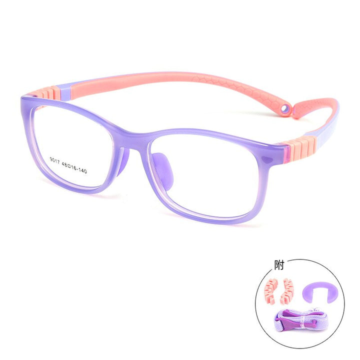 Yimaruili Unisex Children's Full Rim Square Tr 90 Silicone Screwless Eyeglasses 901et Full Rim Yimaruili Eyeglasses Light Purple  