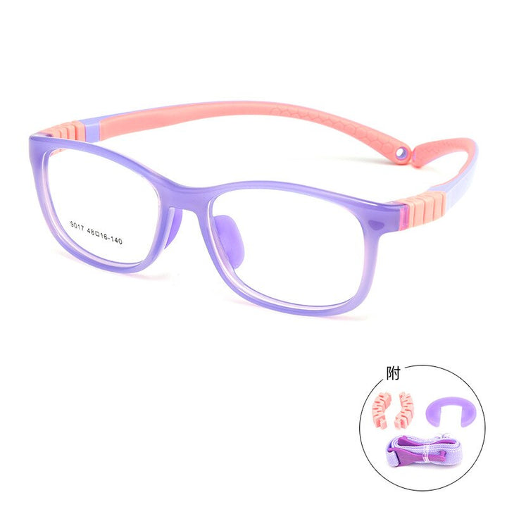 Yimaruili Unisex Children's Full Rim Square Tr 90 Silicone Screwless Eyeglasses 901et Full Rim Yimaruili Eyeglasses Light Purple