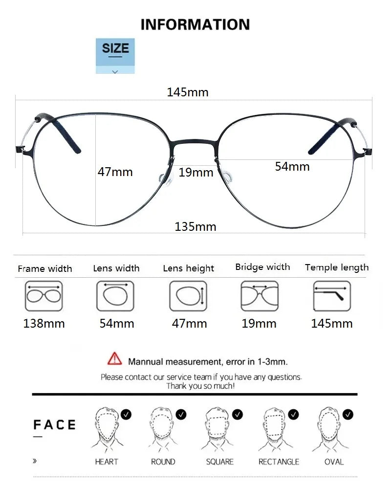 Aimee Women's Full Rim Flat Top Oval Screwless Titanium Eyeglasses 15512