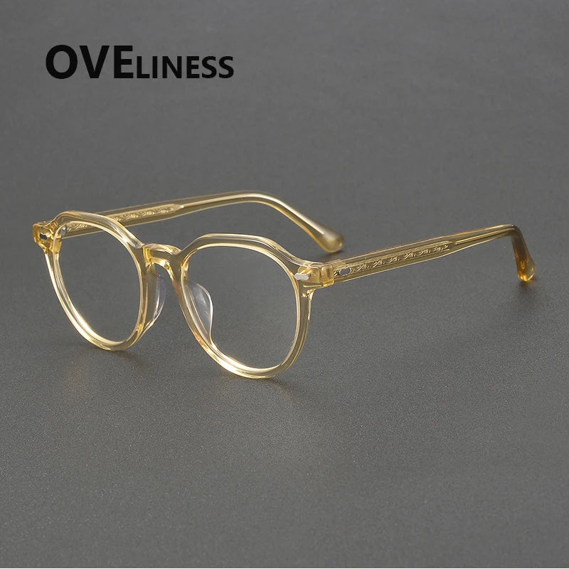 Oveliness Unisex Full Rim Oval Round Acetate Eyeglasses 88098 Full Rim Oveliness champagne