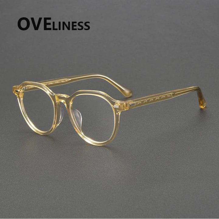 Oveliness Unisex Full Rim Oval Round Acetate Eyeglasses 88098 Full Rim Oveliness champagne