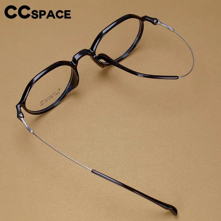 CCspace Unisex Full Rim Round Tr 90 Titanium Eyeglasses 57100 Full Rim CCspace