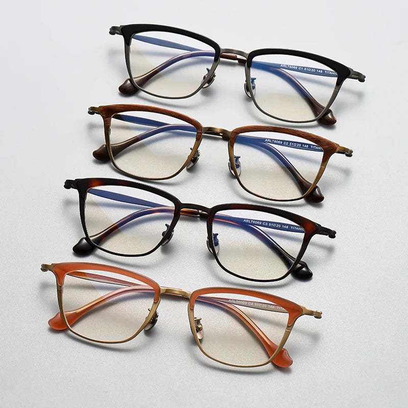 Gatenac Unisex Full Rim Square Brow Line Titanium Acetate Eyeglasses Gxyj1460 Full Rim Gatenac