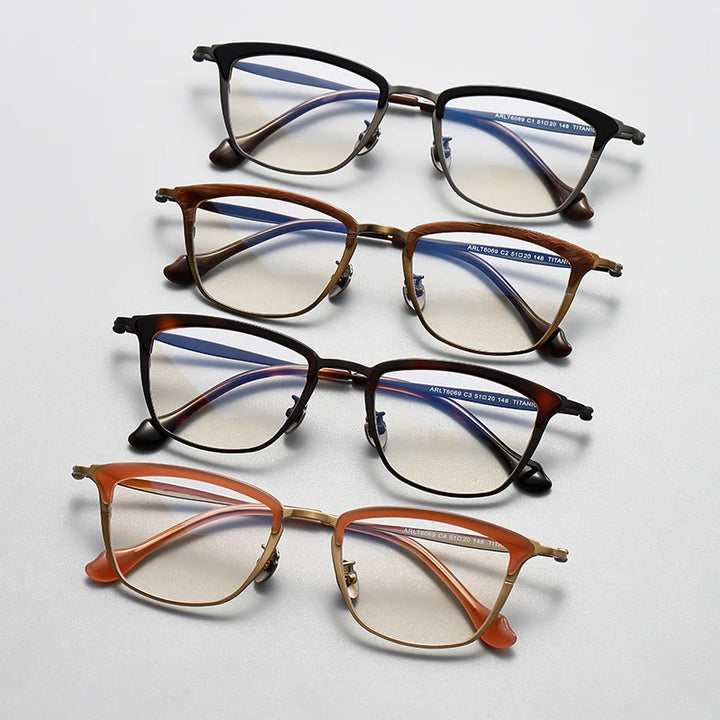 Gatenac Unisex Full Rim Square Brow Line Titanium Acetate Eyeglasses Gxyj1460 Full Rim Gatenac