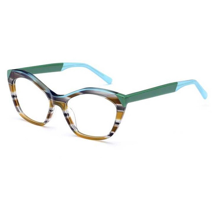 CCspace Unisex Full Rim Cat Eye Acetate Fiber Eyeglasses 56527 Full Rim CCspace C3Blue