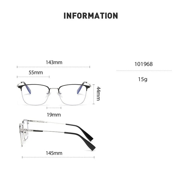 Cubojue Men's Full Rim Square Titanium Reading Glasses 101979 Reading Glasses Cubojue   