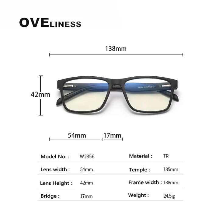 Oveliness Women's Full Rim Square Tr 90 Titanium Eyeglasses 72356 Full Rim Oveliness