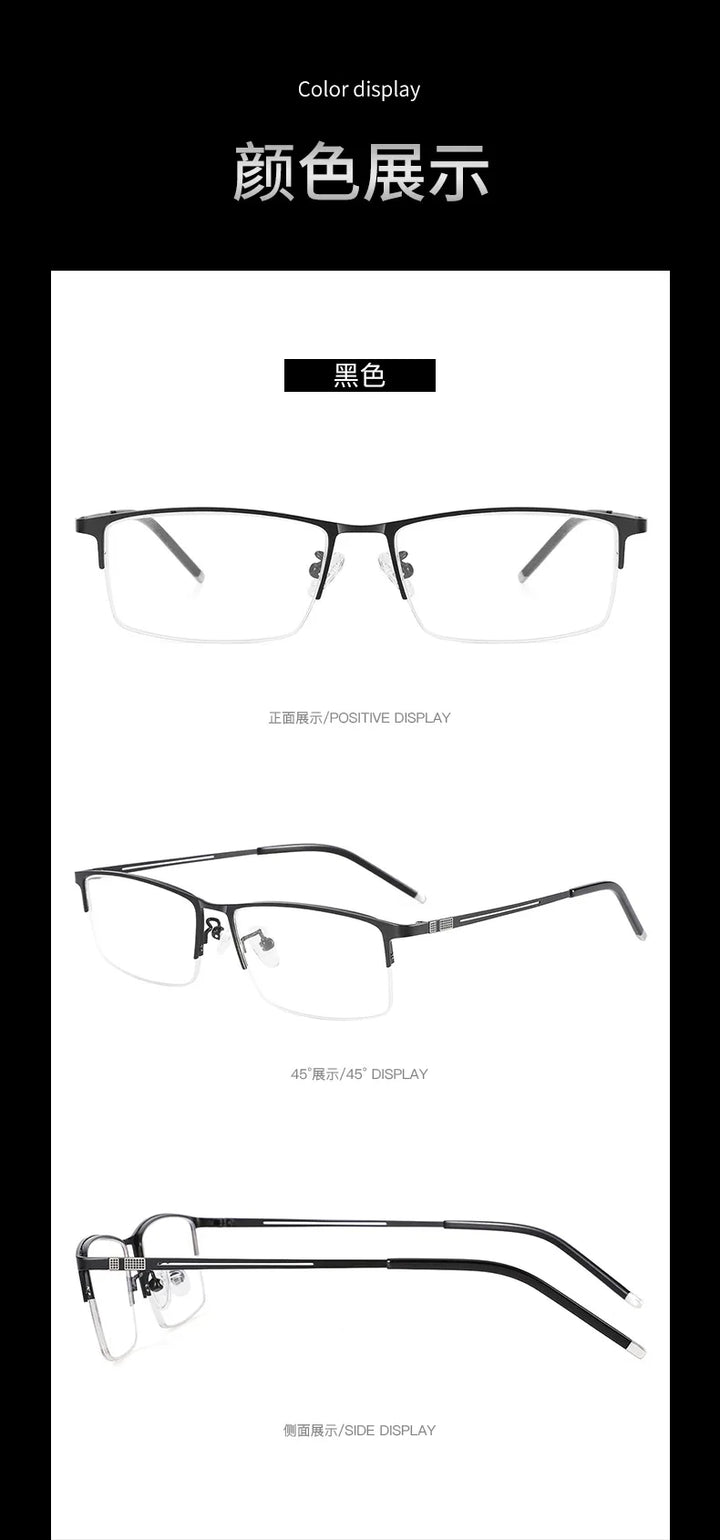 Reven Jate Men's Semi Rim Square Alloy Eyeglasses 990070 Semi Rim Reven Jate