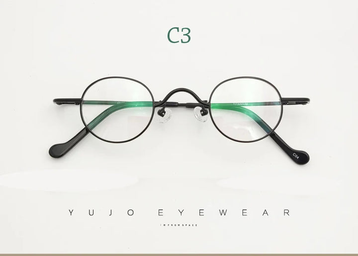 Yujo Unisex Full Rim Small Round Titanium Eyeglasses 3629e Full Rim Yujo C3 CHINA 