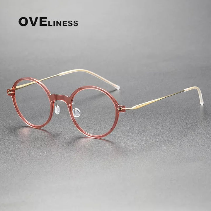 Oveliness Women's Full Rim Round Acetate Titanium Eyeglasses 36508