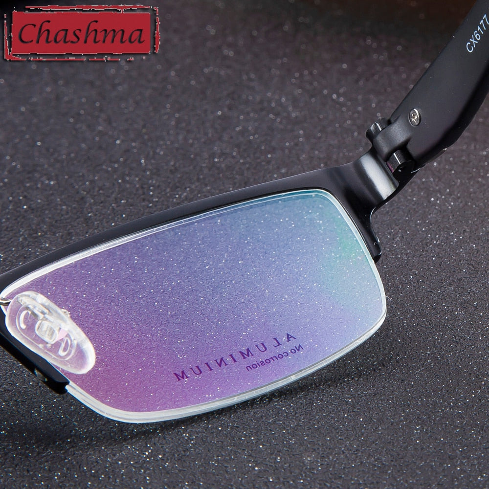 Chashma Men's Semi Rim Wide Square Alloy Eyeglasses 6177 Semi Rim Chashma