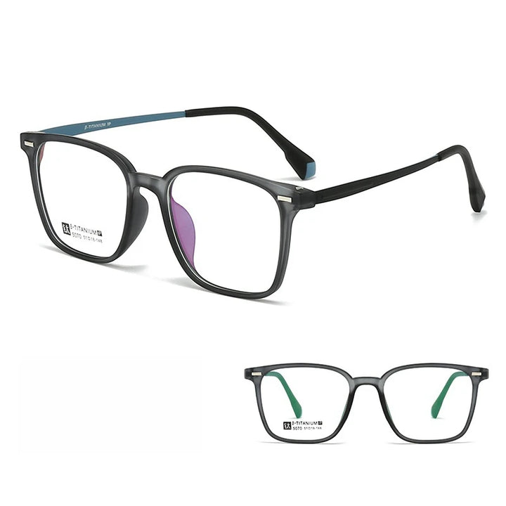 Yimaruili Unisex Full Rim Square Tr 90 Titanium-Alloy Eyeglasses 5070