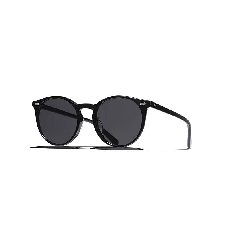 Hewei Women's Full Rim Round Acetate Sunglasses 0014 Sunglasses Hewei black as picture