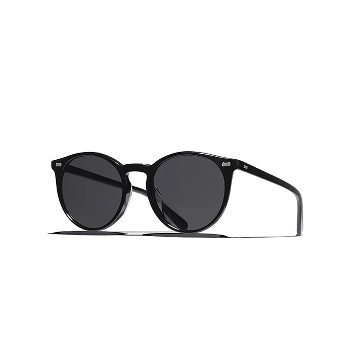Hewei Women's Full Rim Round Acetate Sunglasses 0014 Sunglasses Hewei black as picture 