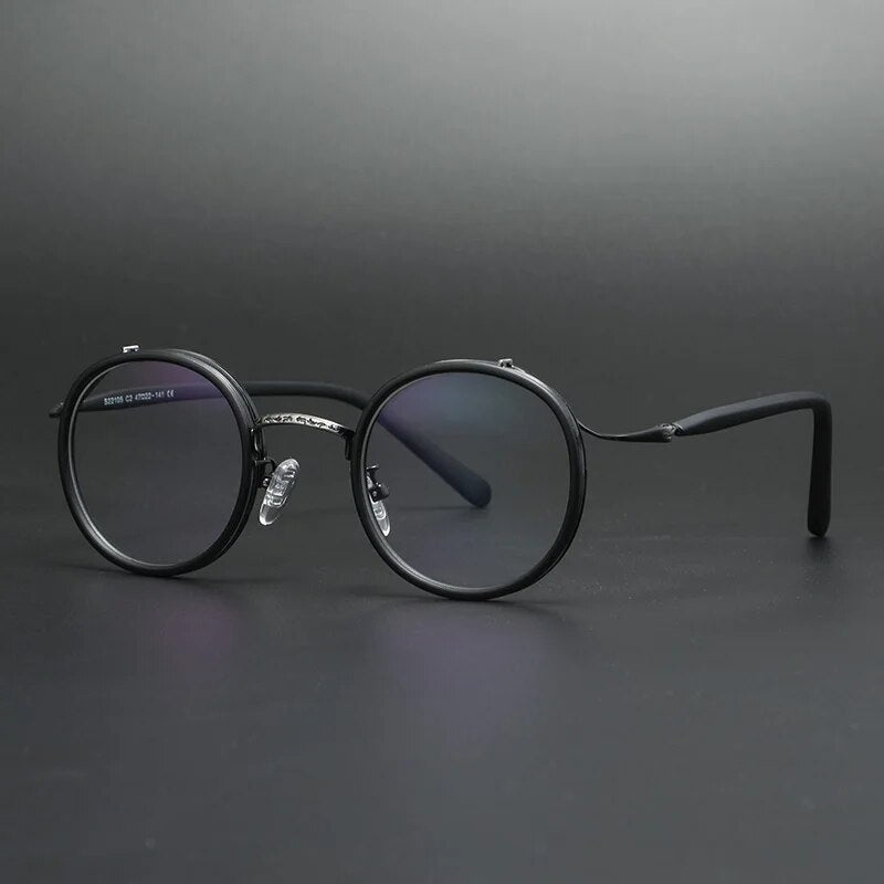 Cubojue Unisex Full Rim Round Tr 90 Titanium Reading Glasses 20G Reading Glasses Cubojue Black no function lens 0