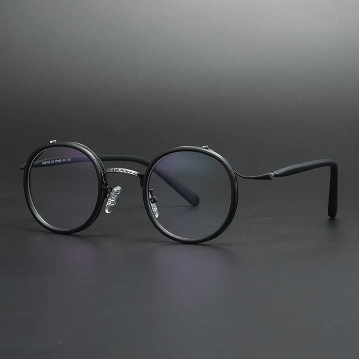 Cubojue Unisex Full Rim Round Tr 90 Titanium Reading Glasses 20G Reading Glasses Cubojue Black no function lens 0