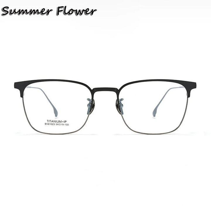 Summer Flower Unisex Full Rim Oval Square Titanium Eyeglasses 81023 Full Rim Summer Flower