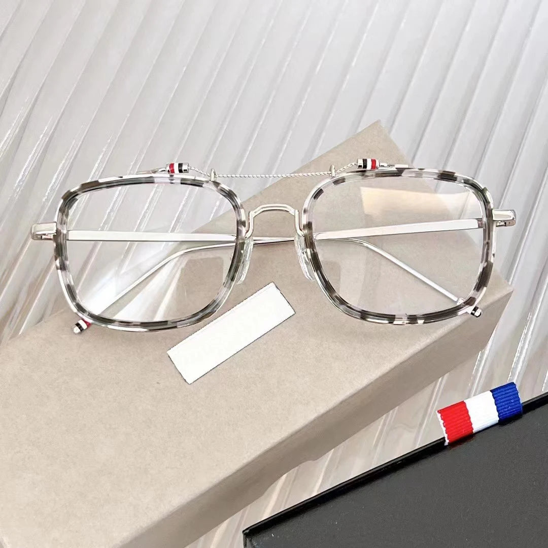 Black Mask Unisex Full Rim Square Double Bridge Alloy Acetate Eyeglasses Tbs816 Full Rim Black Mask