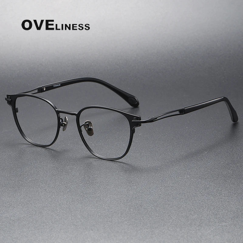 Oveliness Unisex Full Rim Square Titanium Eyeglasses 4220 Full Rim Oveliness black  